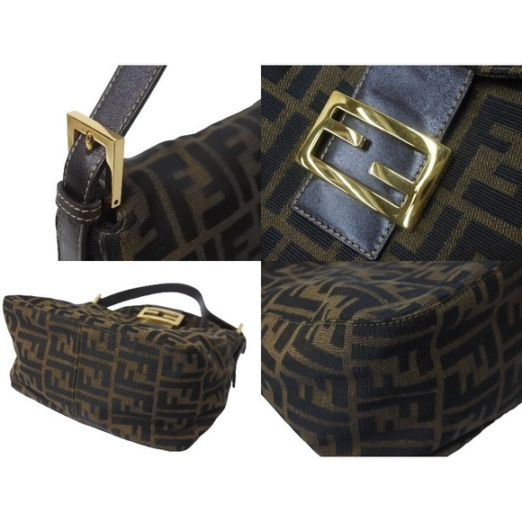 Fendi Mamma Bucket FF Logo Leather Handbag Brown - Picture 8 of 10